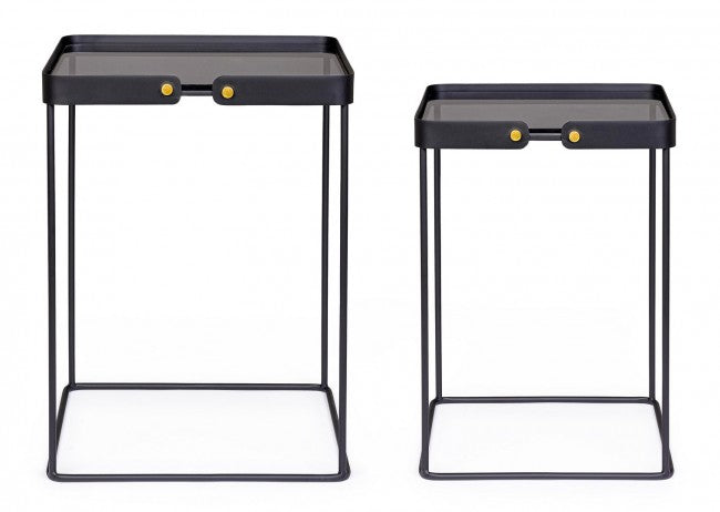 Tavolini in Vetro Nero Stile Moderno da Interno - DAMON