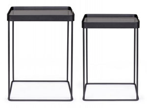 Tavolini in Vetro Nero Stile Moderno da Interno - DAMON