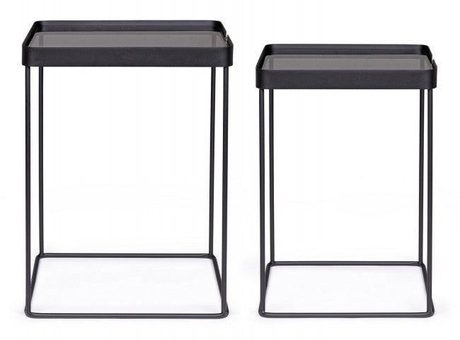 Tavolini in Vetro Nero Stile Moderno da Interno - DAMON
