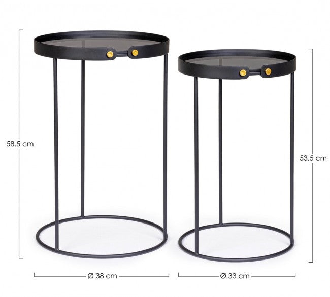 Tavolini in Vetro Nero Moderni da Interno - DAMON