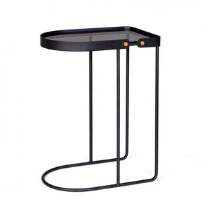 Set 2 Tavolini Vetro Nero Moderni da Interno 47x31 - DAMON