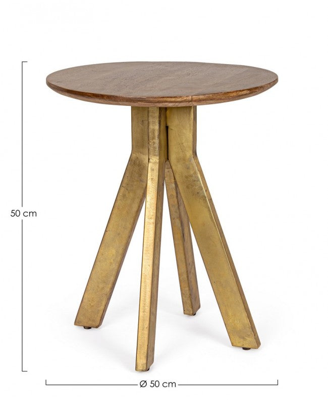 Tavolino Legno Marrone Industriale da Interno 50 cm - WESLEY