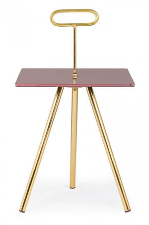 Tavolino Vetro Marrone Moderno da Interno 35x35 cm - KALEB