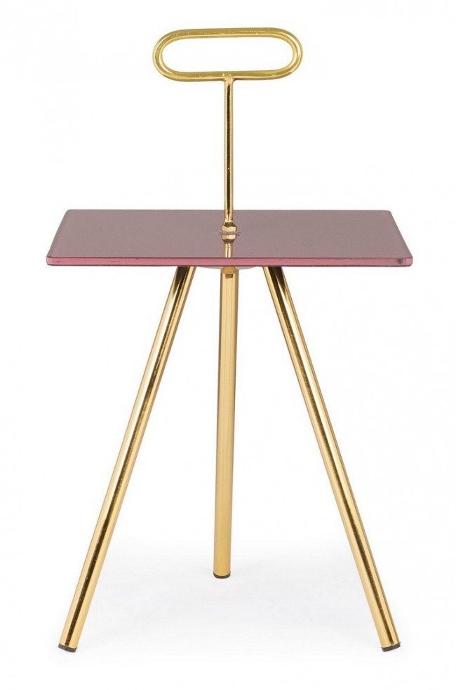 Tavolino Vetro Marrone Moderno da Interno 35x35 cm - KALEB