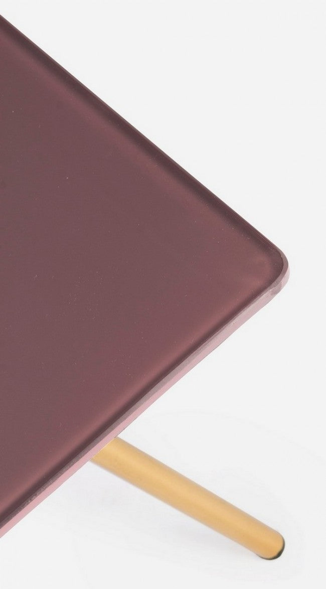 Tavolino Vetro Marrone Moderno da Interno 35x35 cm - KALEB