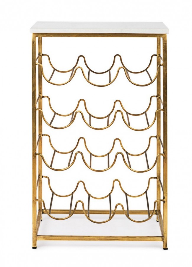 Tavolino Porta Bottiglie Marmo Argentato Moderno da Interno - SILHOUETTE