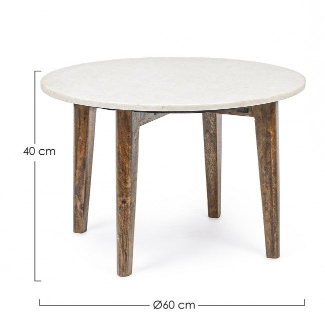 Tavolino Marmo Bianco Moderno da Interno 60 cm - JAXON