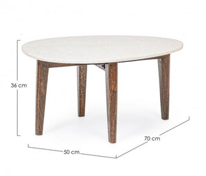 Tavolino Marmo Bianco Moderno da Interno 70x50 cm - JAXON