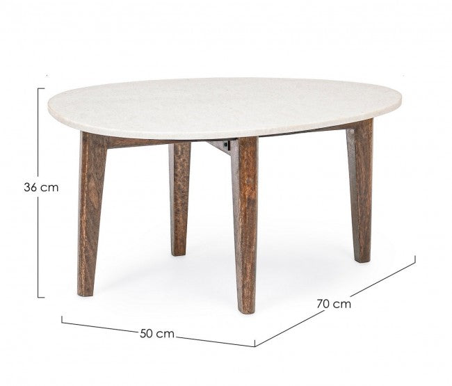 Tavolino Marmo Bianco Moderno da Interno 70x50 cm - JAXON