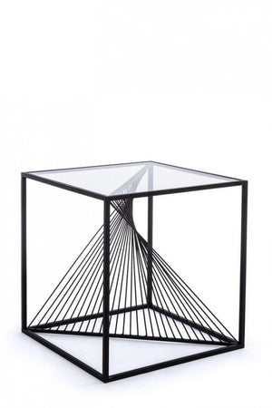 Tavolino in Vetro Nero Moderno da Interno 48x48 - WILLIAM