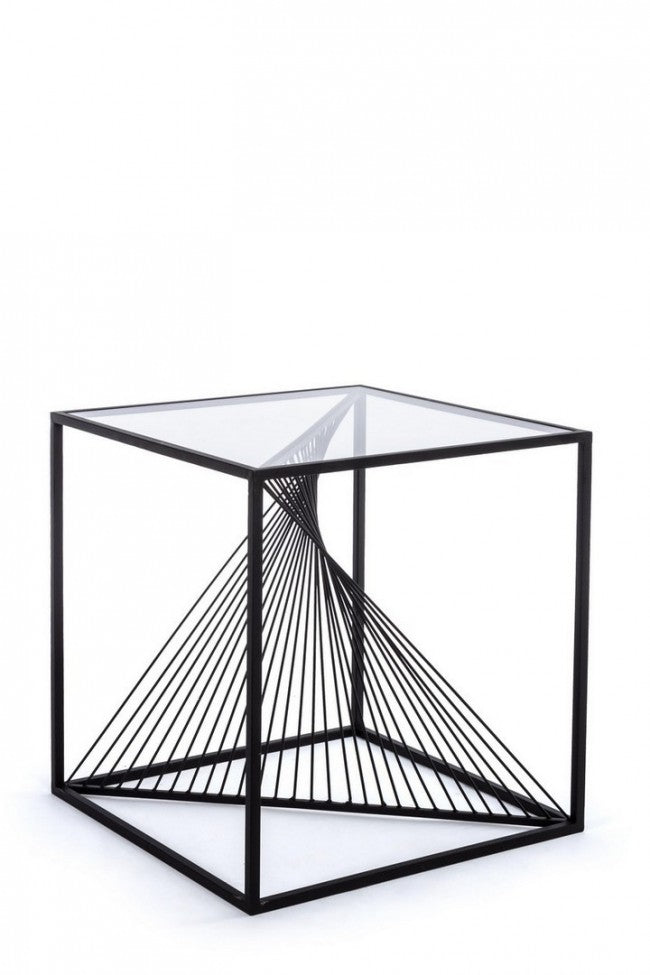 Tavolino in Vetro Nero Moderno da Interno 48x48 - WILLIAM