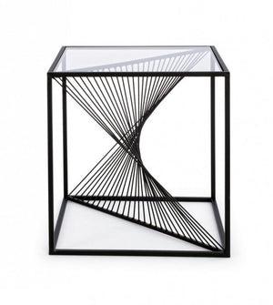 Tavolino in Vetro Nero Moderno da Interno 48x48 - WILLIAM