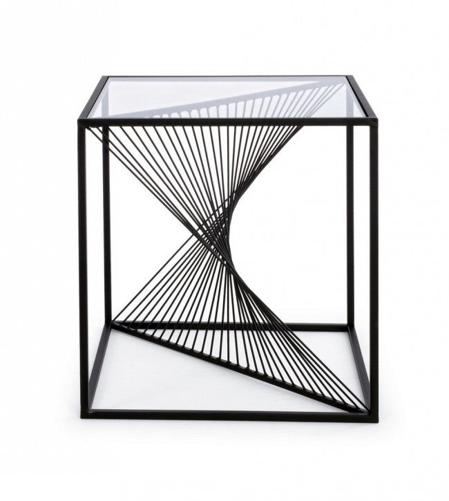 Tavolino in Vetro Nero Moderno da Interno 48x48 - WILLIAM