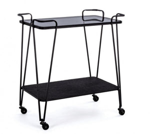 Carrello Vetro Nero Moderno da Interno - MIRIAM