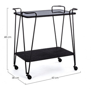 Carrello Vetro Nero Moderno da Interno - MIRIAM