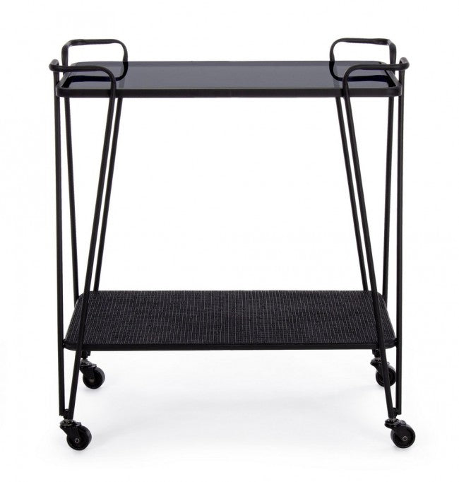 Carrello Vetro Nero Moderno da Interno - MIRIAM