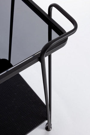 Carrello Vetro Nero Moderno da Interno - MIRIAM