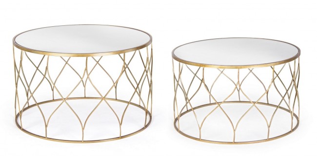 Tavolini Vetro Oro Moderni da Interno - KENNETH