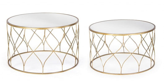 Tavolini Vetro Oro Moderni da Interno - KENNETH