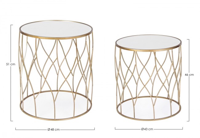 Tavolini Vetro Oro Moderni da Interno - KENNETH