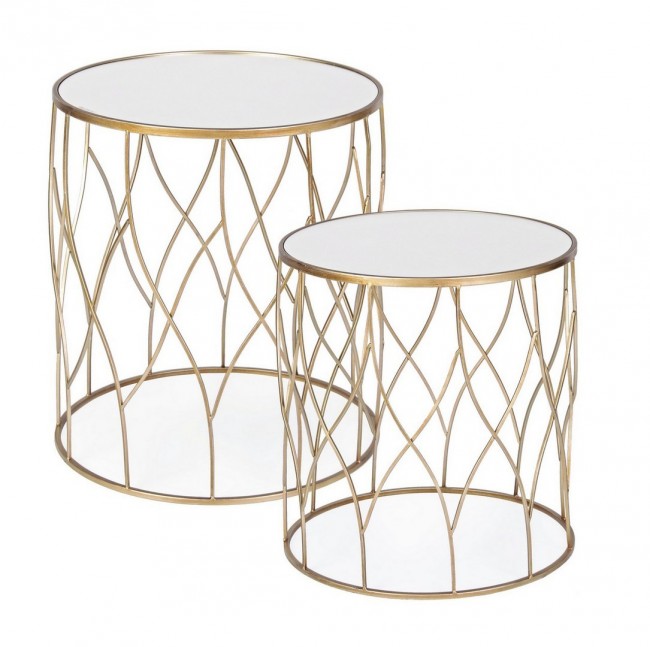 Tavolini Vetro Oro Moderni da Interno - KENNETH