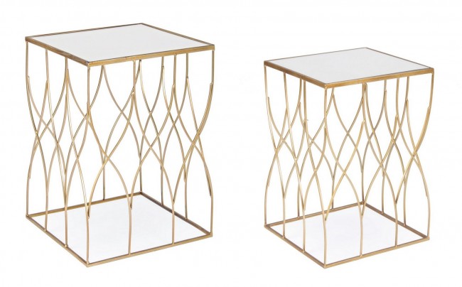 Tavolini Vetro Oro Moderni da Interno - KENNETH