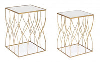 Tavolini Vetro Oro Moderni da Interno - KENNETH