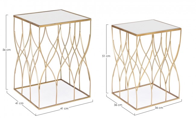 Tavolini Vetro Oro Moderni da Interno - KENNETH