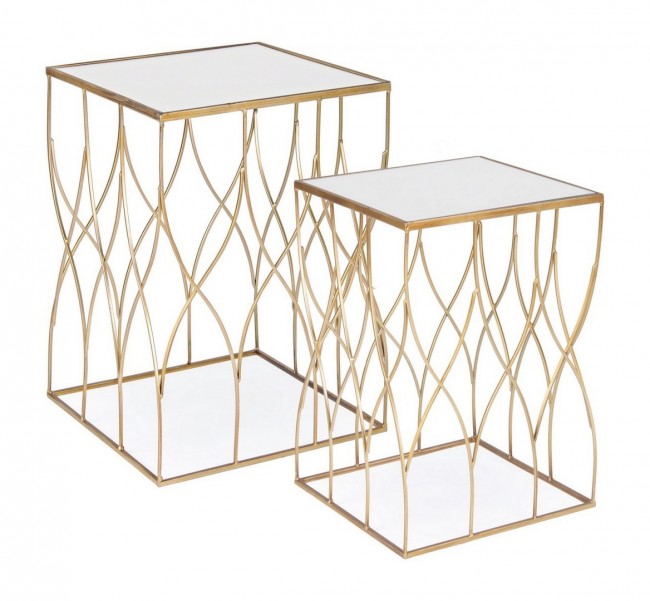 Tavolini Vetro Oro Moderni da Interno - KENNETH