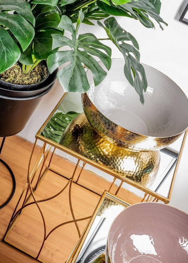 Tavolini Vetro Oro Moderni da Interno - KENNETH