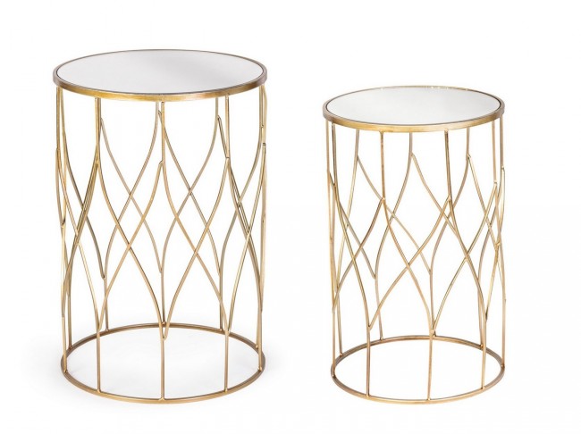 Tavolini Vetro Oro Moderni da Interno - KENNETH