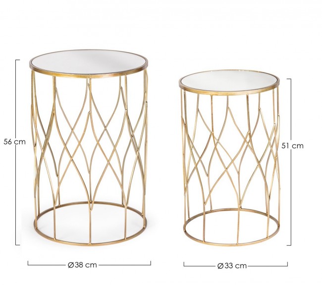 Tavolini Vetro Oro Moderni da Interno - KENNETH