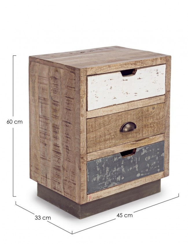 Comodino Legno Marrone Rustico da Interno - THEODORE