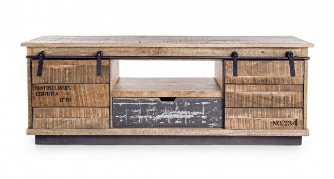 Mobile Basso Legno Marrone Rustico da Interno - THEODORE
