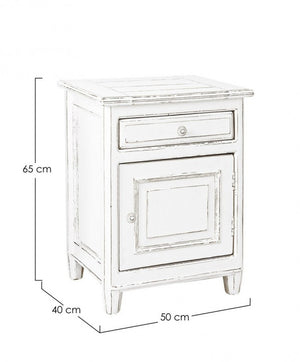 Comodino Legno Bianco Rustico da Interno - CORINNE
