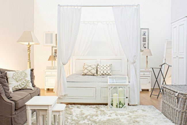 Comodino Legno Bianco Rustico da Interno - CORINNE