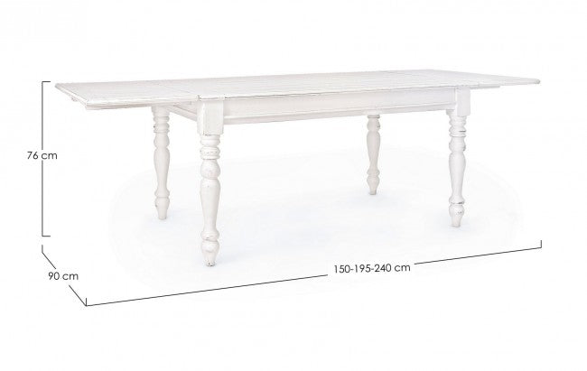 Tavolo Allungabile Legno Bianco Rustico da Interni 240x90 - CORINNE