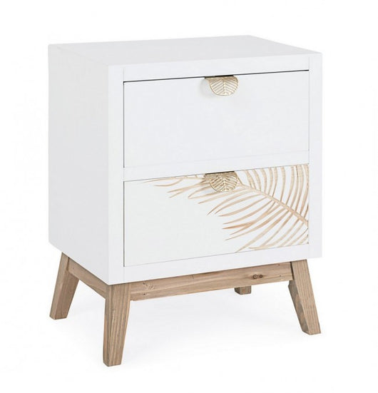 Comodino Legno Bianco Moderno da Interno - FLORA