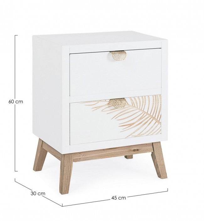 Comodino Legno Bianco Moderno da Interno - FLORA