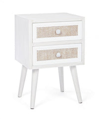Mobiletto 2 Cassetti Legno Bianco Boho da Interno - MONIQUE