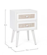 Mobiletto 2 Cassetti Legno Bianco Boho da Interno - MONIQUE