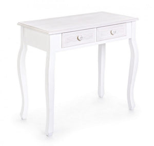 Consolle 2 Cassetti Legno Bianco Shabby da Interno - CAROLINE