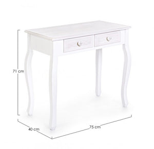 Consolle 2 Cassetti Legno Bianco Shabby da Interno - CAROLINE