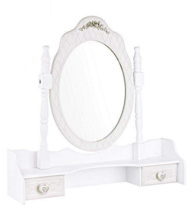Set 2 Alzate con Specchio Legno Bianco Rustico da Interno - CAROLINE