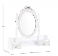Set 2 Alzate con Specchio Legno Bianco Rustico da Interno - CAROLINE