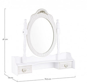 Set 2 Alzate con Specchio Legno Bianco Rustico da Interno - CAROLINE