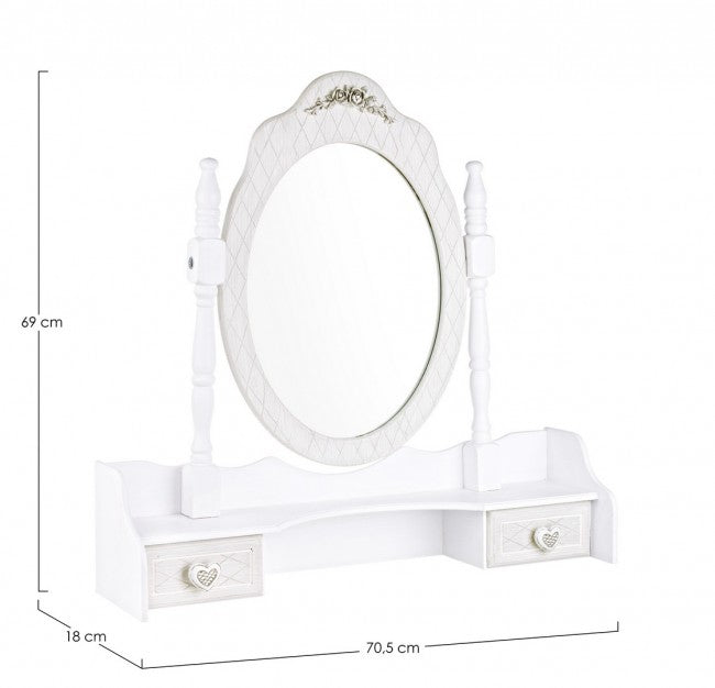 Set 2 Alzate con Specchio Legno Bianco Rustico da Interno - CAROLINE