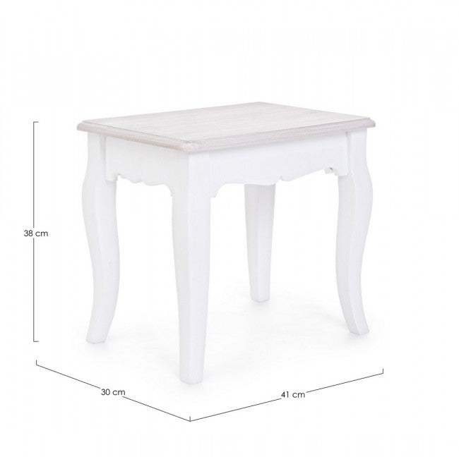 Sgabello Legno Bianco Rustico da Interno - CAROLINE