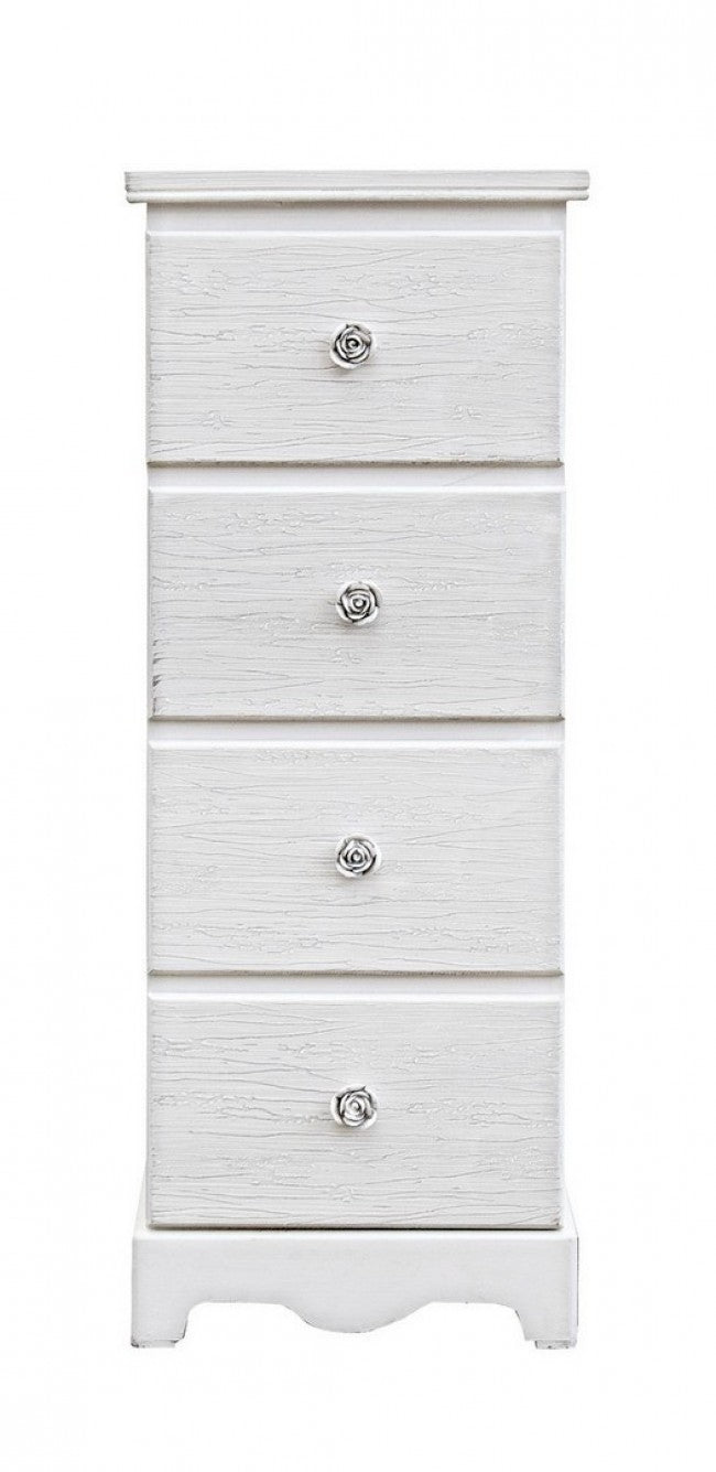 Cassettiera 4 Cassetti Legno Bianco Rustica da Interno - BLAINE