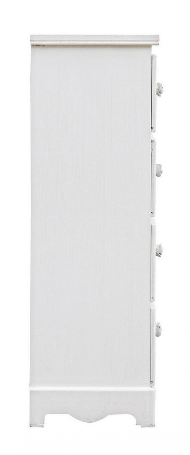 Cassettiera 4 Cassetti Legno Bianco Rustica da Interno - BLAINE